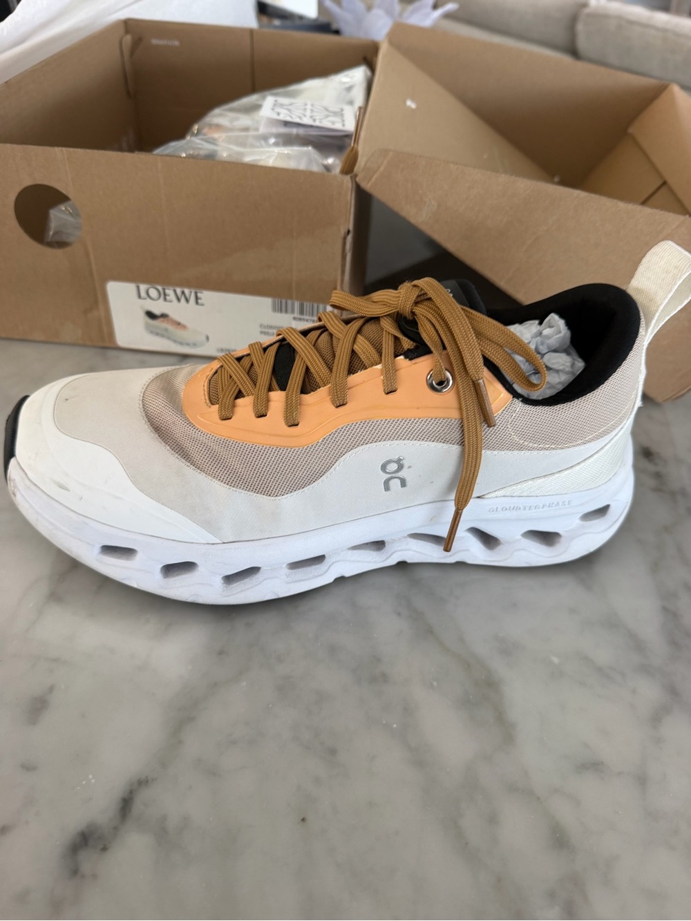 Loewe x OnCloud Cream, Tan & Black Running Sneakers - Picture 11 of 11